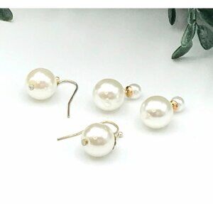 Elegant Faux Pearl Dangle & Stud Earrings Set